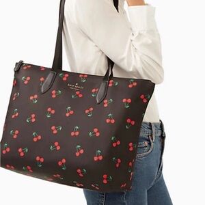 Kate Spade Black Cherry Packable Nylon Tote Bag